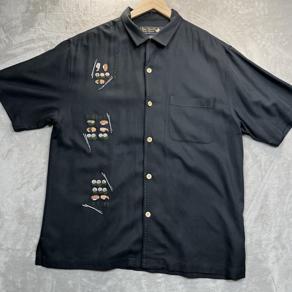 NAT NAST Luxury Originals Shirt SUSHI Embroidered Limited Edition Silk Men's M